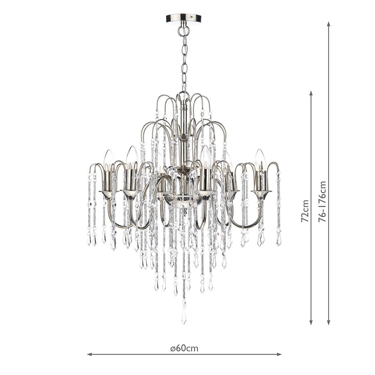 Daniella 6 Light Pendant Polished Nickel Crystal Dual Mount<br>Polished Nickel - Image 7