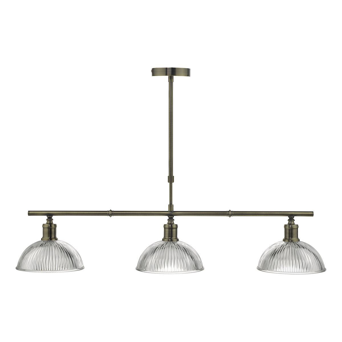 Dara 3 Light Bar Pendant Antique Brass & Glass<br>Antique Brass - Image 2