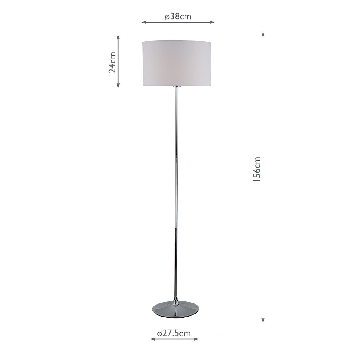 Delta Floor Lamp Polished Chrome With Shade <br>Polished Chrome - Image 8