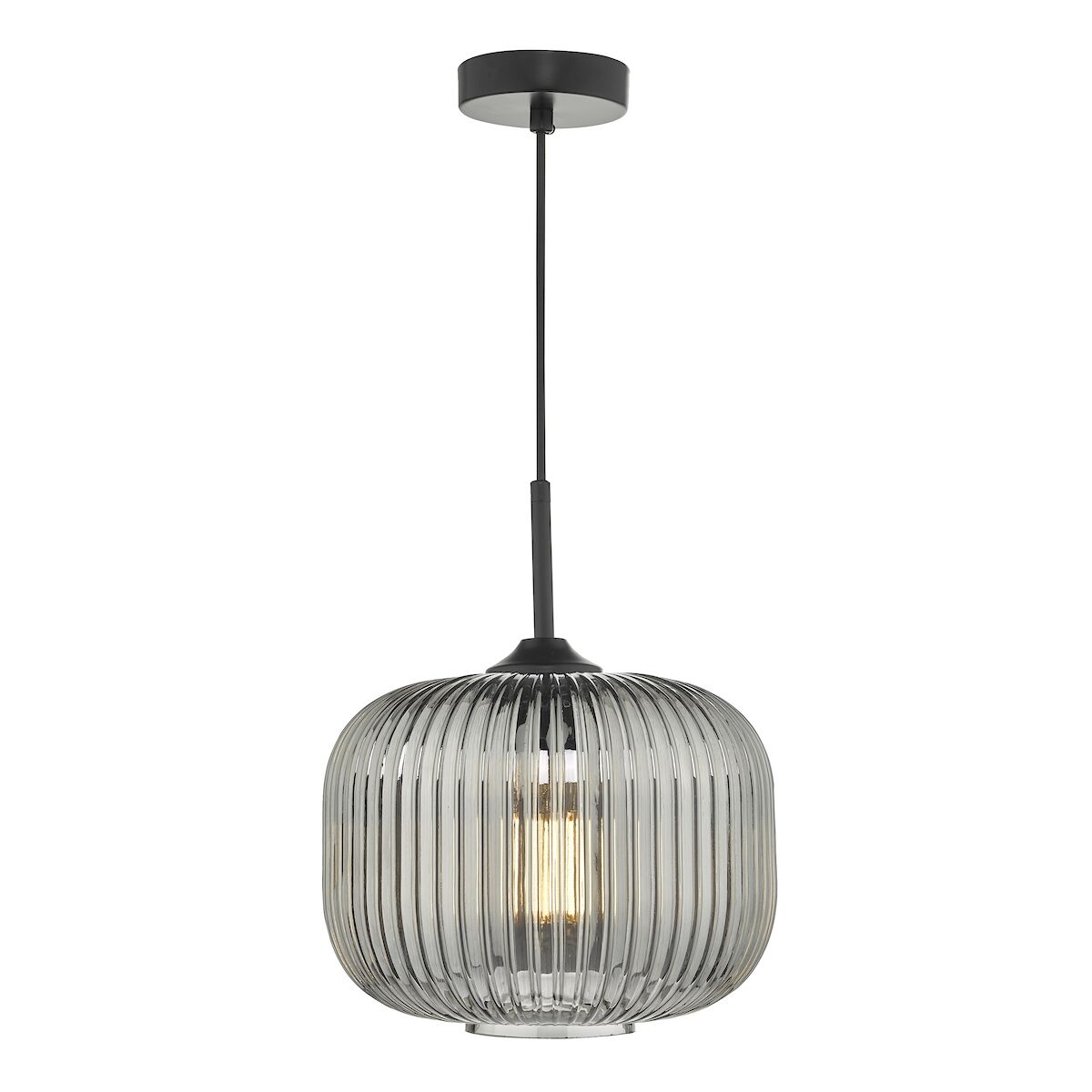 Demarius 1 Light Pendant Black and Smoked Glass<br>Smoked Glass