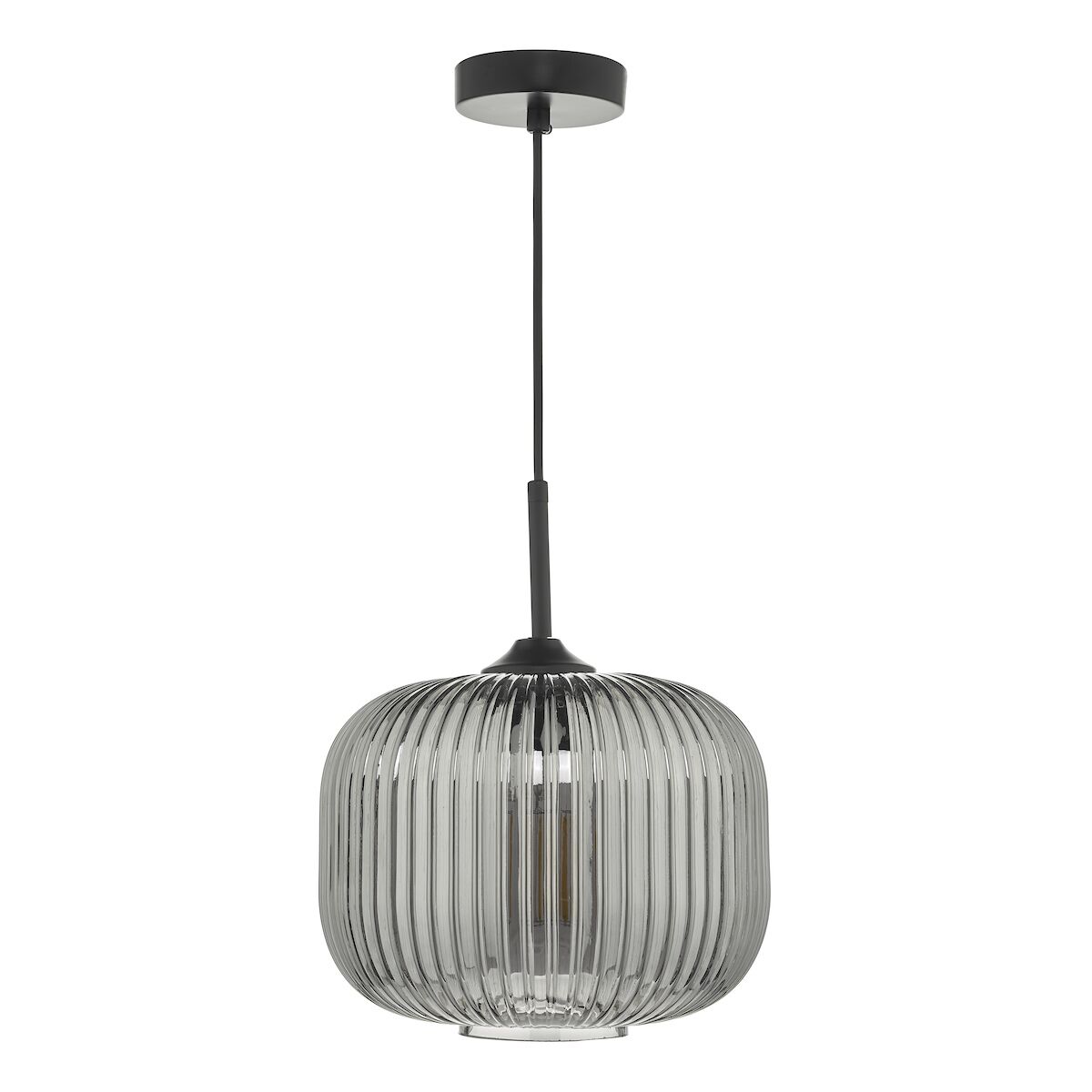 Demarius 1 Light Pendant Black and Smoked Glass<br>Smoked Glass - Image 2