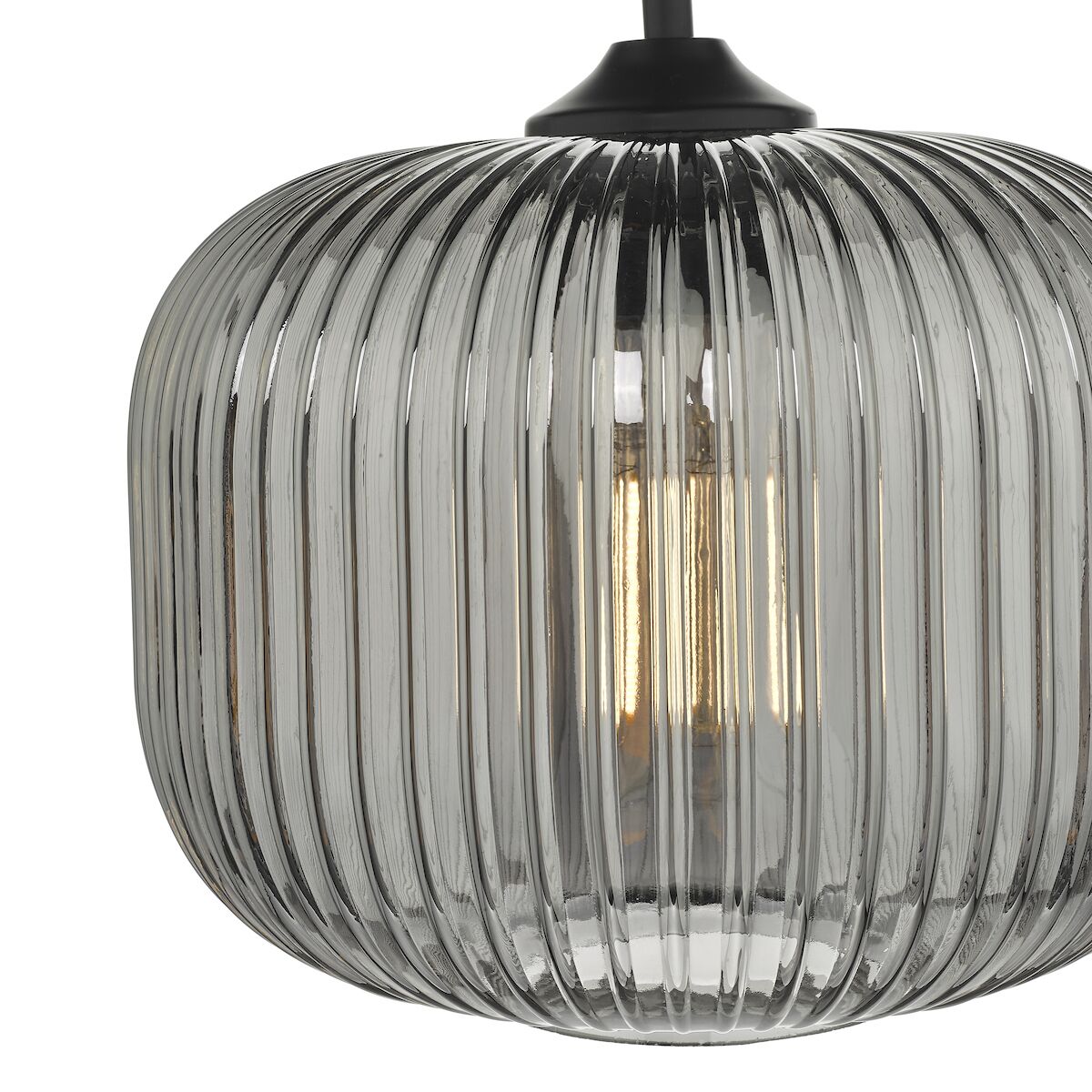 Demarius 1 Light Pendant Black and Smoked Glass<br>Smoked Glass - Image 3