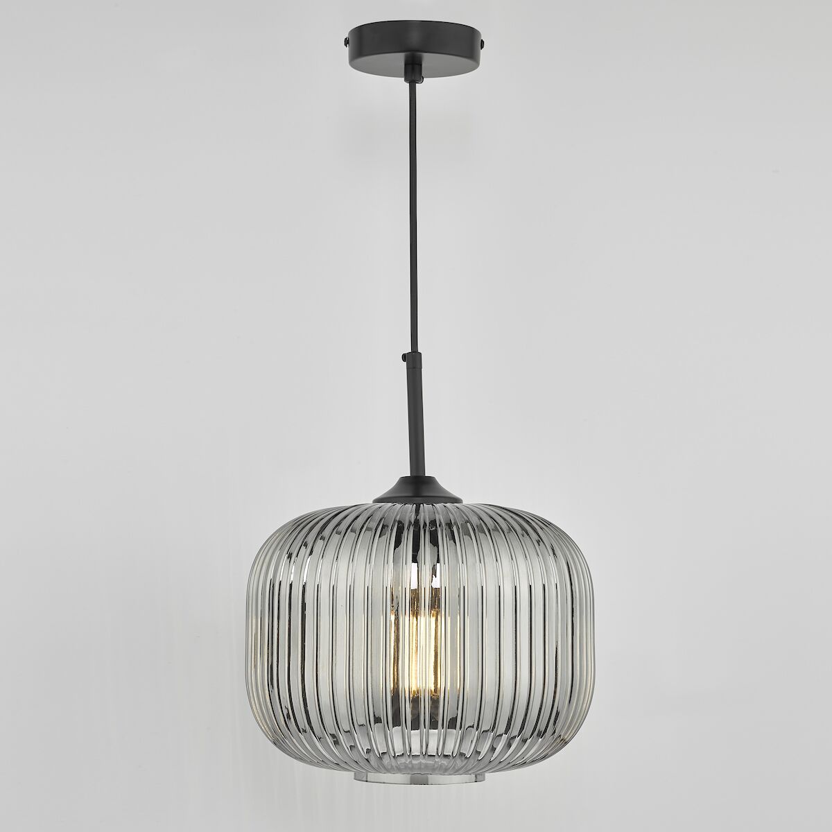 Demarius 1 Light Pendant Black and Smoked Glass<br>Smoked Glass - Image 4