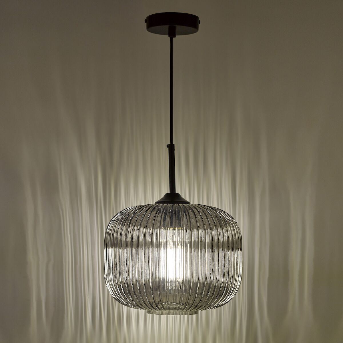 Demarius 1 Light Pendant Black and Smoked Glass<br>Smoked Glass - Image 5