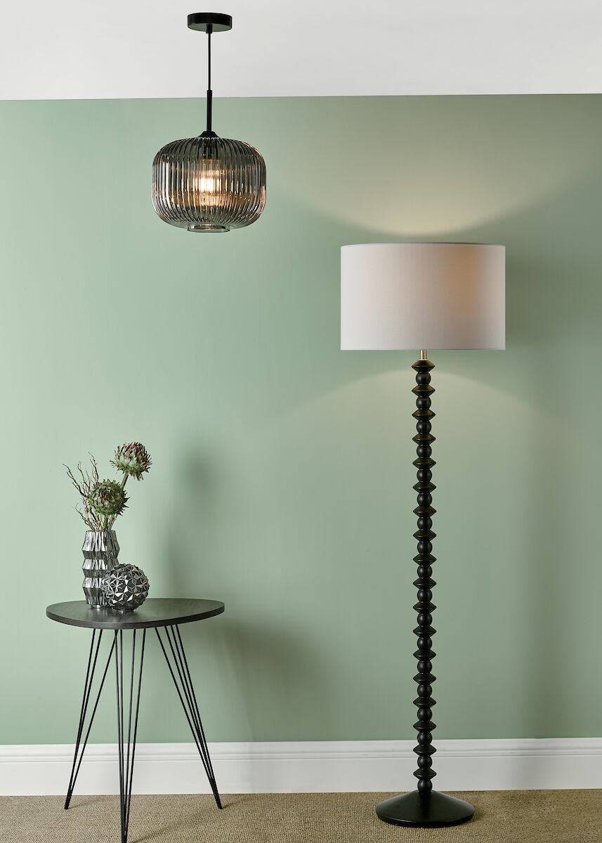 Demarius 1 Light Pendant Black and Smoked Glass<br>Smoked Glass - Image 6
