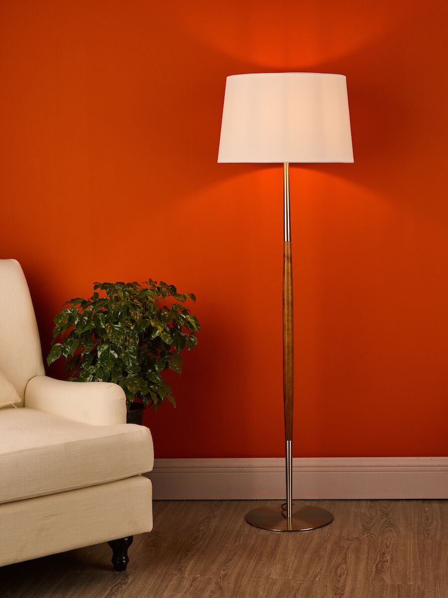Detroit Floor Lamp Satin Nickel Walnut Detail Base Only<br>Satin Nickel - Image 7
