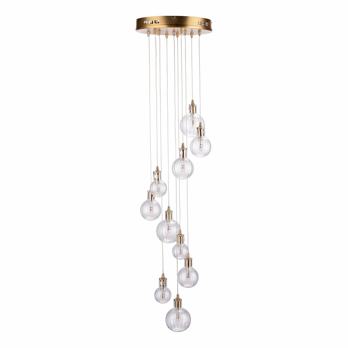 Dita 10 Light Cluster Pendant Brass & Glass<br>Brushed Brass - Image 2