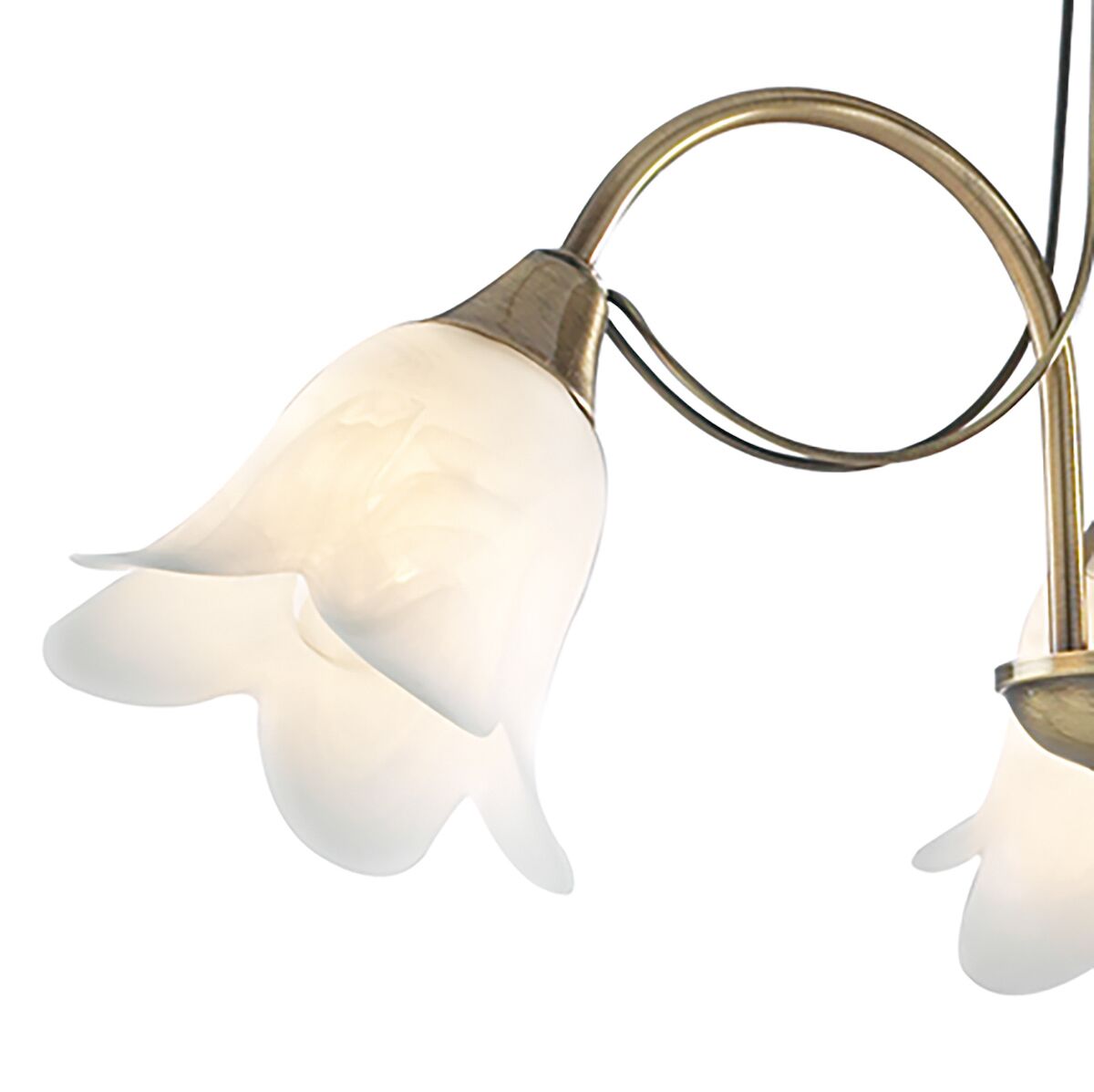 Doublet 3 Light Semi Flush Antique Brass complete with Alabaster Glass<br>Antique Brass - Image 2