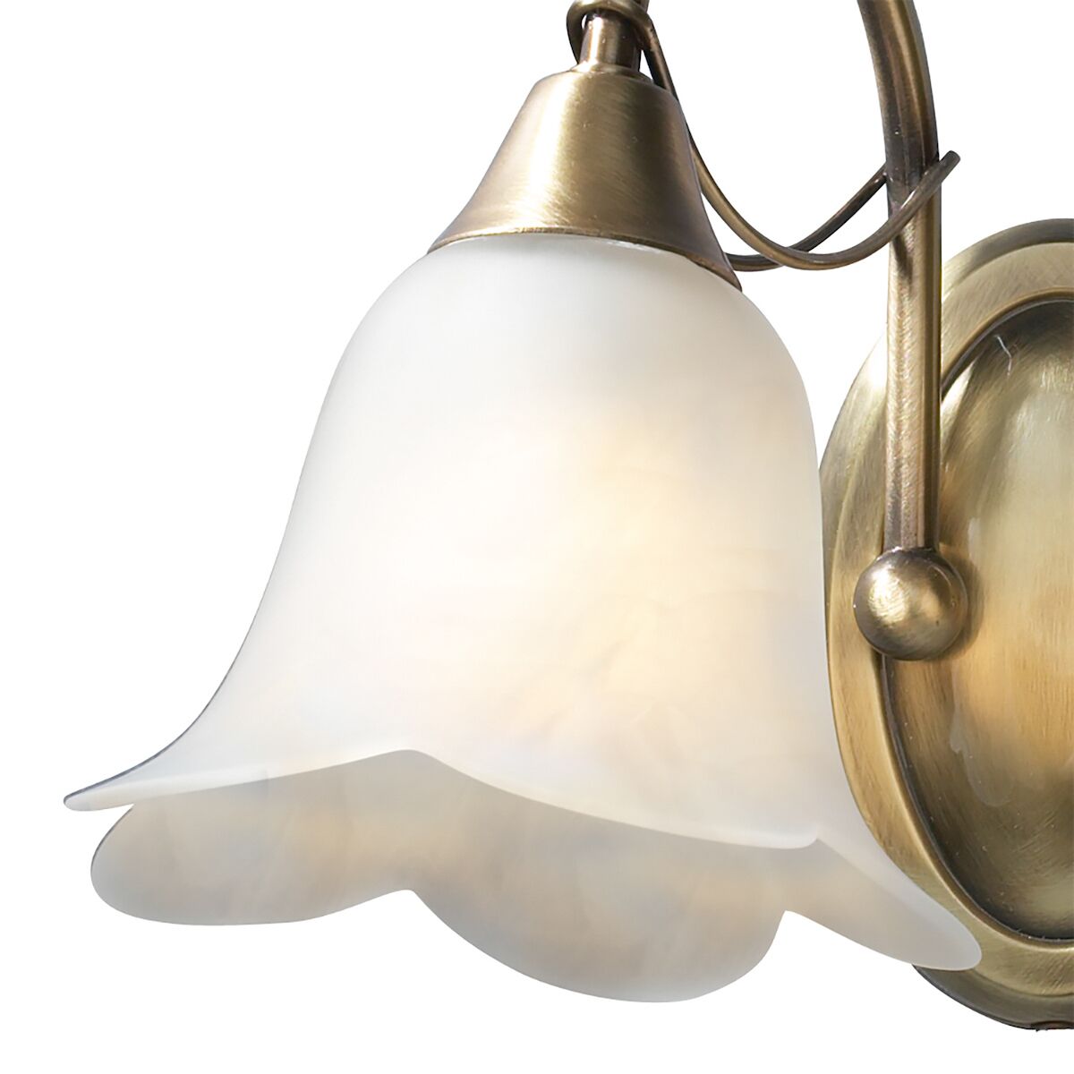 Doublet Double Wall Bracket Antique Brass complete with Alabaster Glass<br>Antique Brass - Image 2