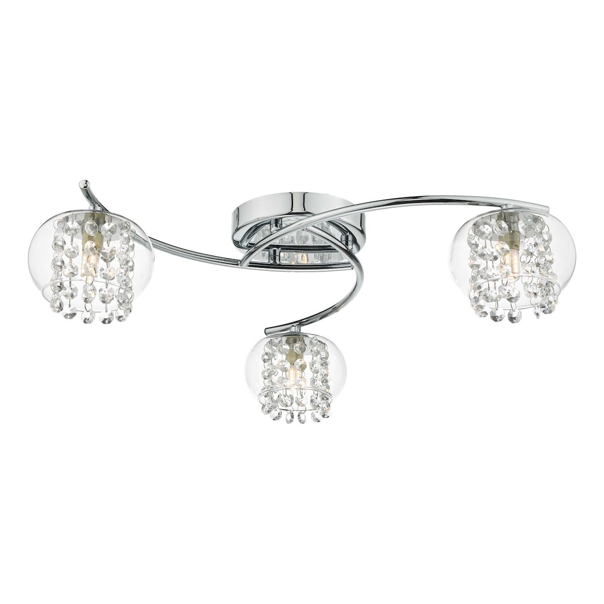 Elma 3 Light Semi Flush Polished Chrome Glass<br>Polished Chrome
