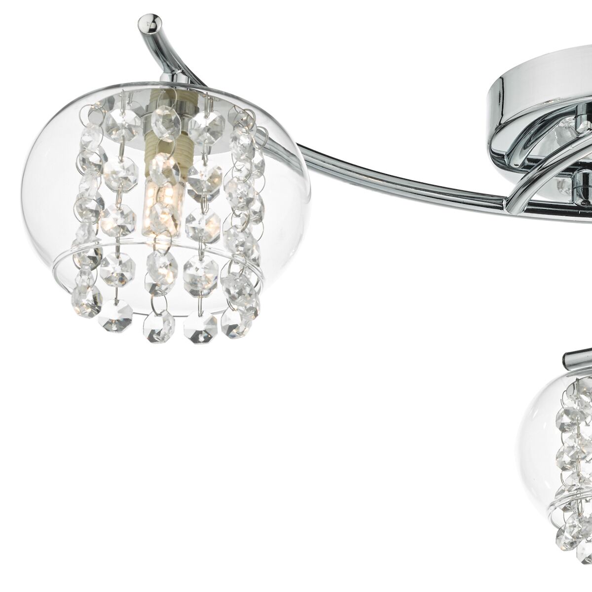 Elma 3 Light Semi Flush Polished Chrome Glass<br>Polished Chrome - Image 2