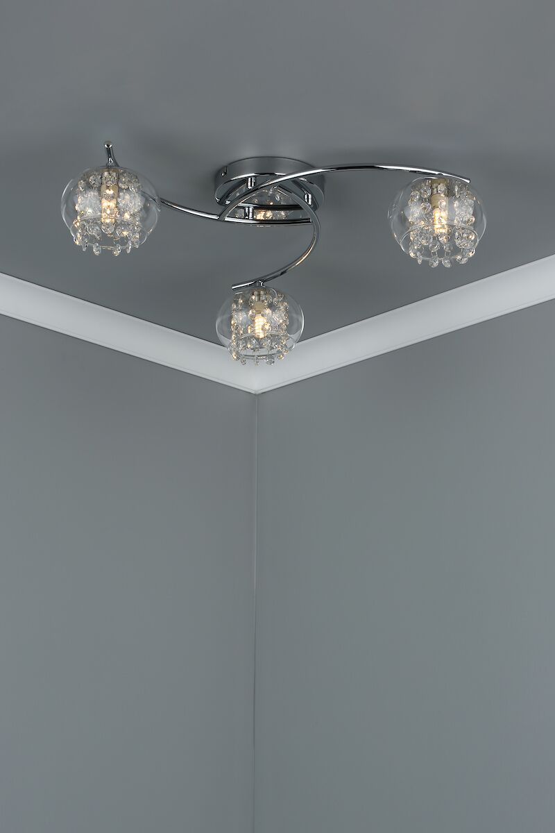 Elma 3 Light Semi Flush Polished Chrome Glass<br>Polished Chrome - Image 6