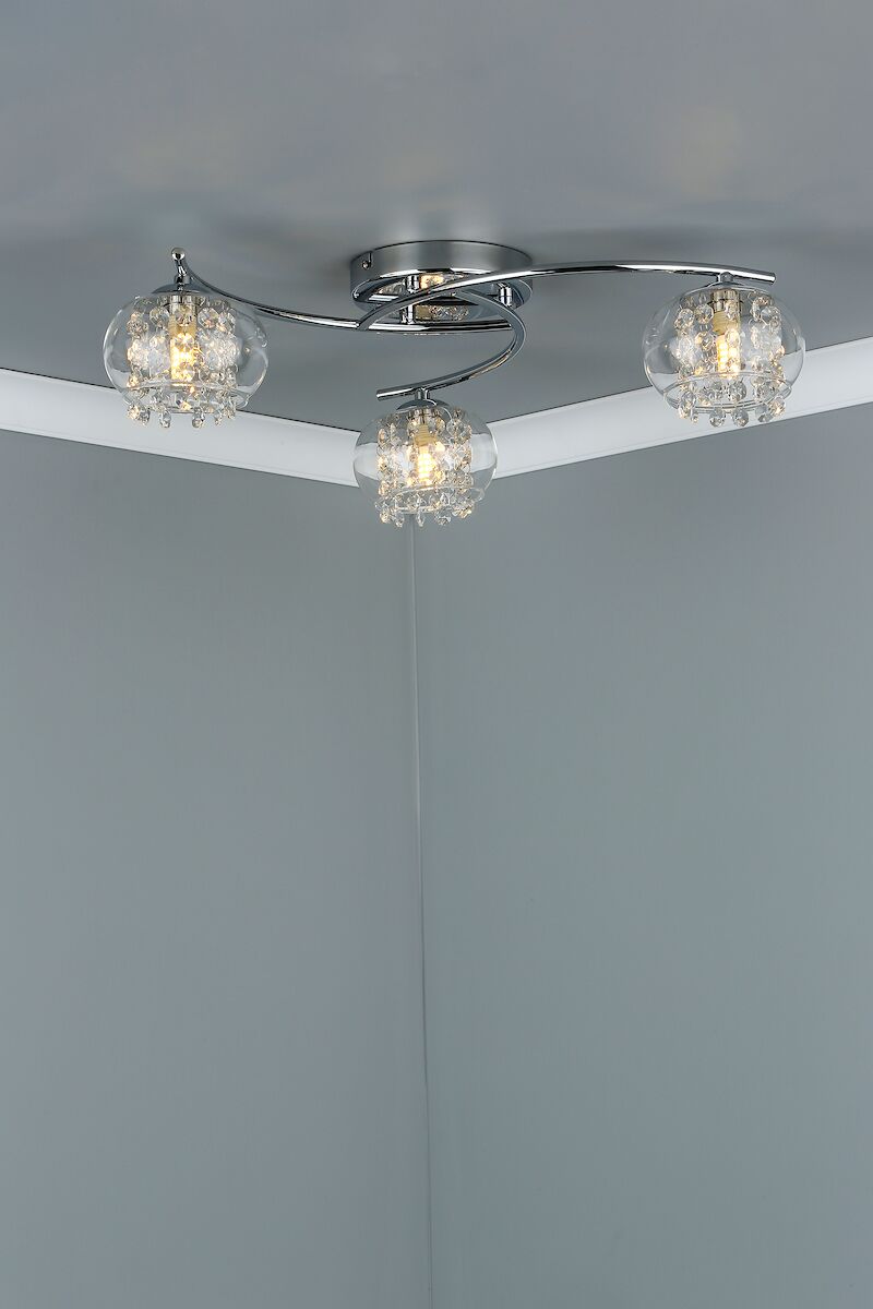 Elma 3 Light Semi Flush Polished Chrome Glass<br>Polished Chrome - Image 7