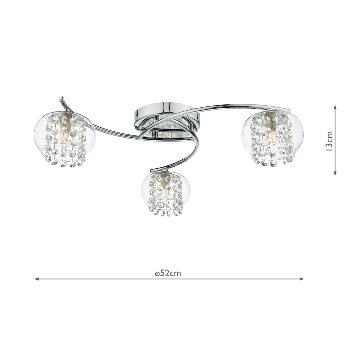 Elma 3 Light Semi Flush Polished Chrome Glass<br>Polished Chrome - Image 8