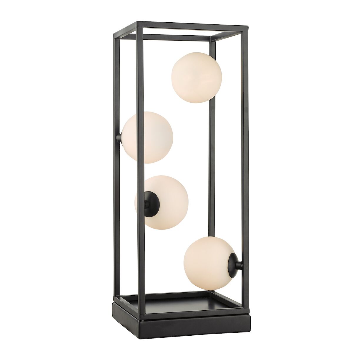 Ensio 4 Light Table Lamp Matt Black & Opal Glass<br>Matt Black