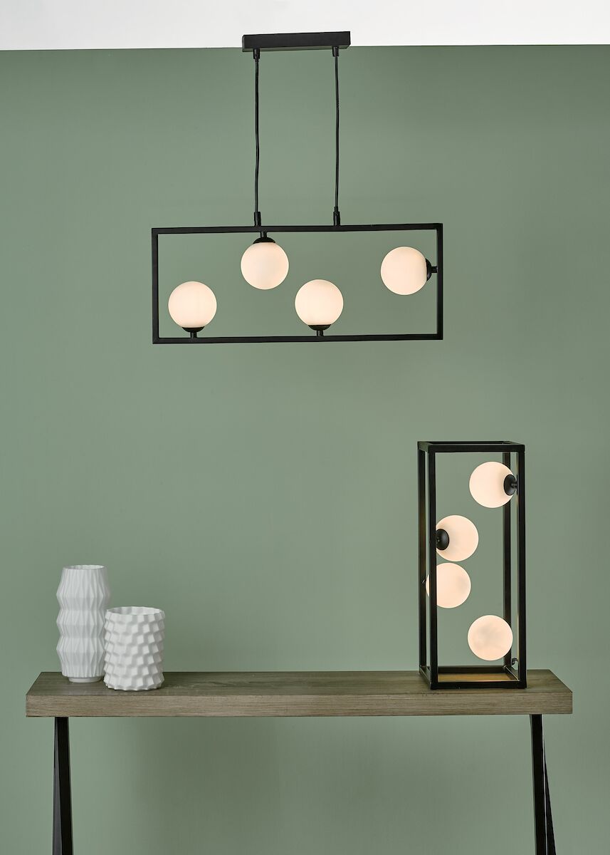 Ensio 4 Light Table Lamp Matt Black & Opal Glass<br>Matt Black - Image 3