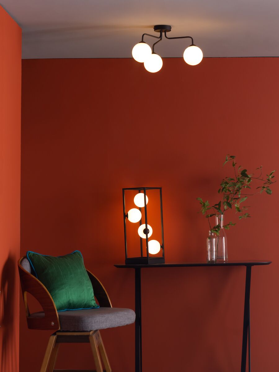 Ensio 4 Light Table Lamp Matt Black & Opal Glass<br>Matt Black - Image 6