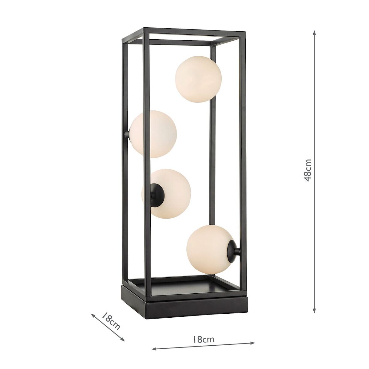 Ensio 4 Light Table Lamp Matt Black & Opal Glass<br>Matt Black - Image 7