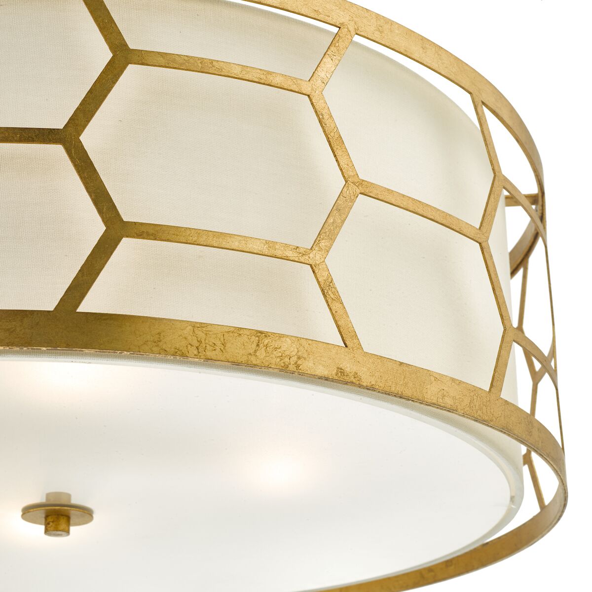 Epstein 4 Light Pendant Gold With Ivory Shade & Glass Diffuser<br>Distressed Gold Leaf - Image 3