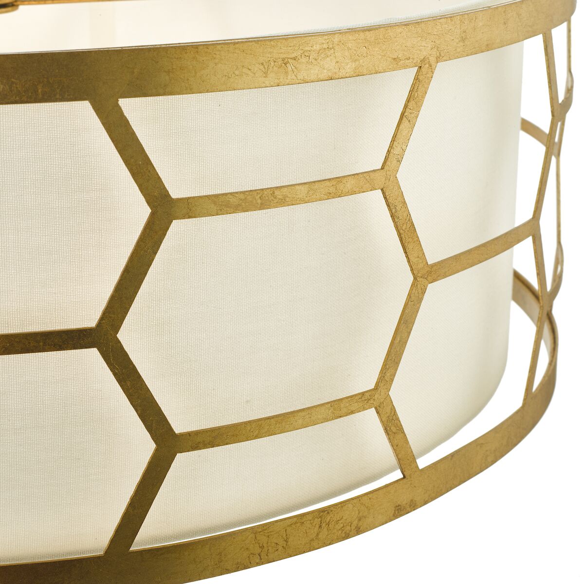 Epstein 4 Light Pendant Gold With Ivory Shade & Glass Diffuser<br>Distressed Gold Leaf - Image 4