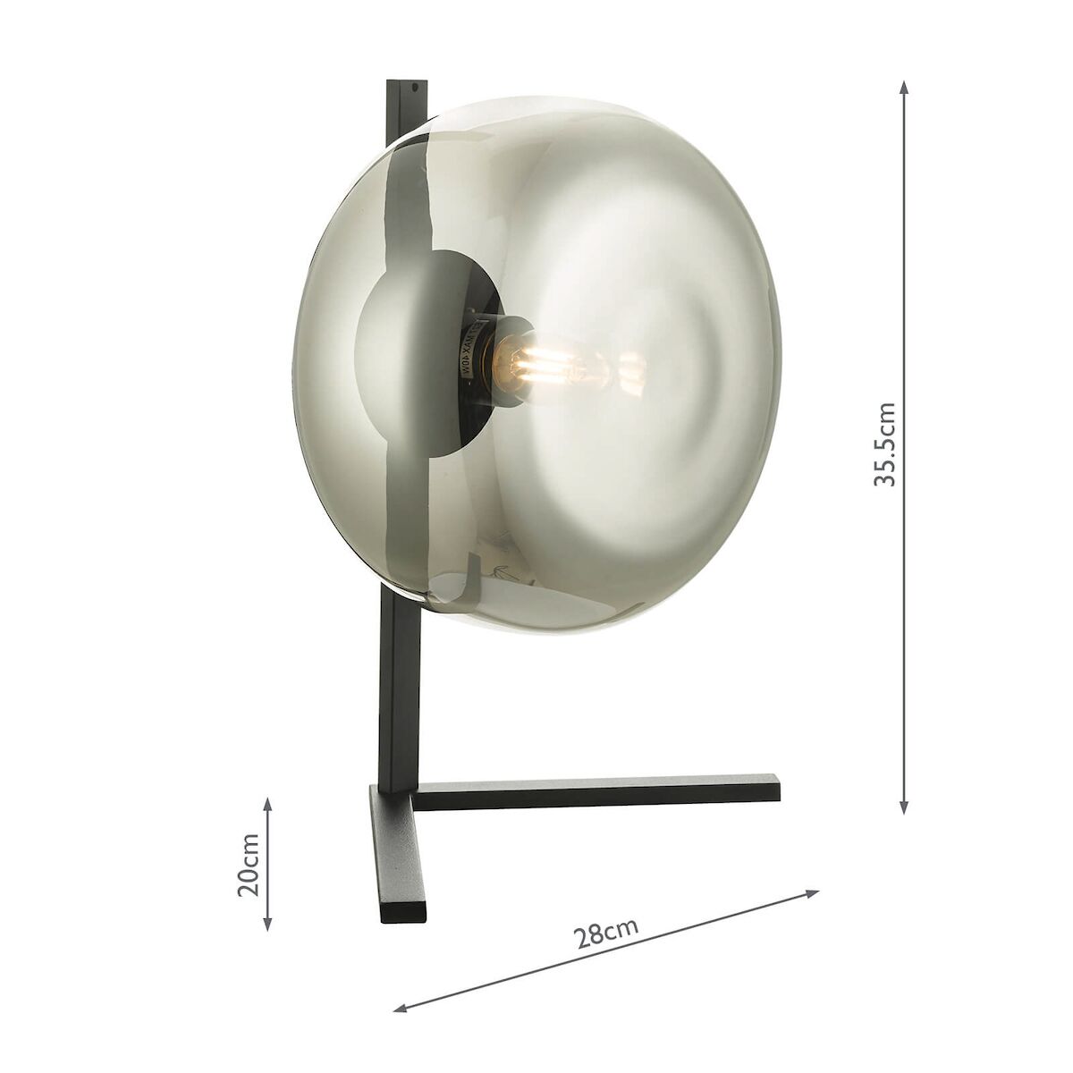 Erla Table Lamp Smoked Glass And Matt Black<br>Smoked Glass - Image 5