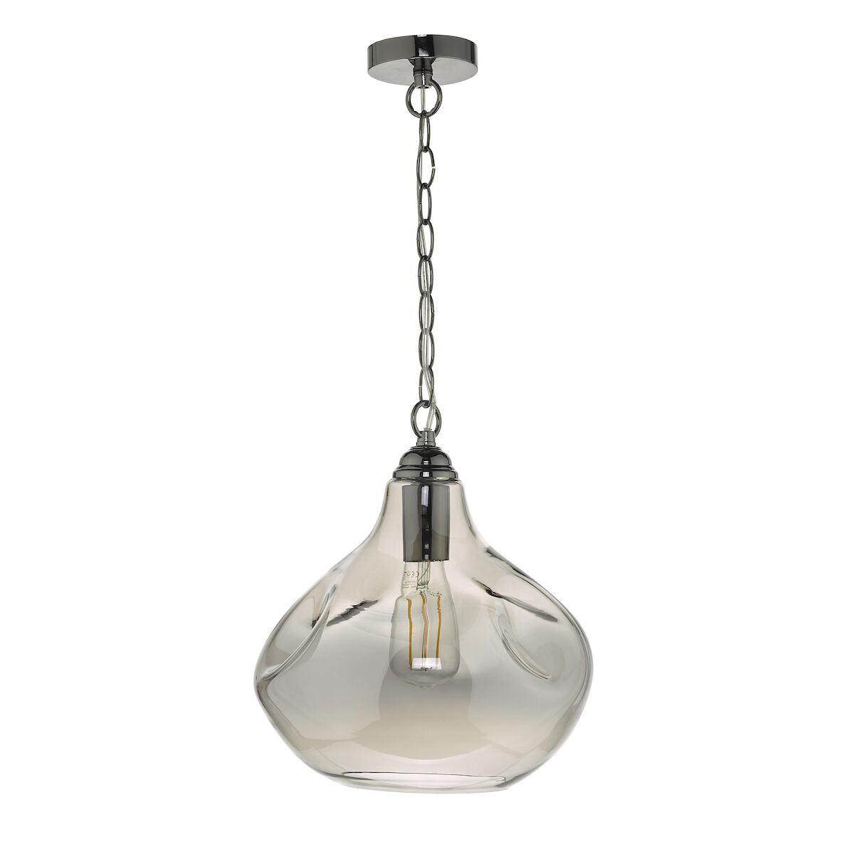 Esarosa 1 Light Pendant Black Chrome And Smoked Glass<br>Smoked Glass - Image 2