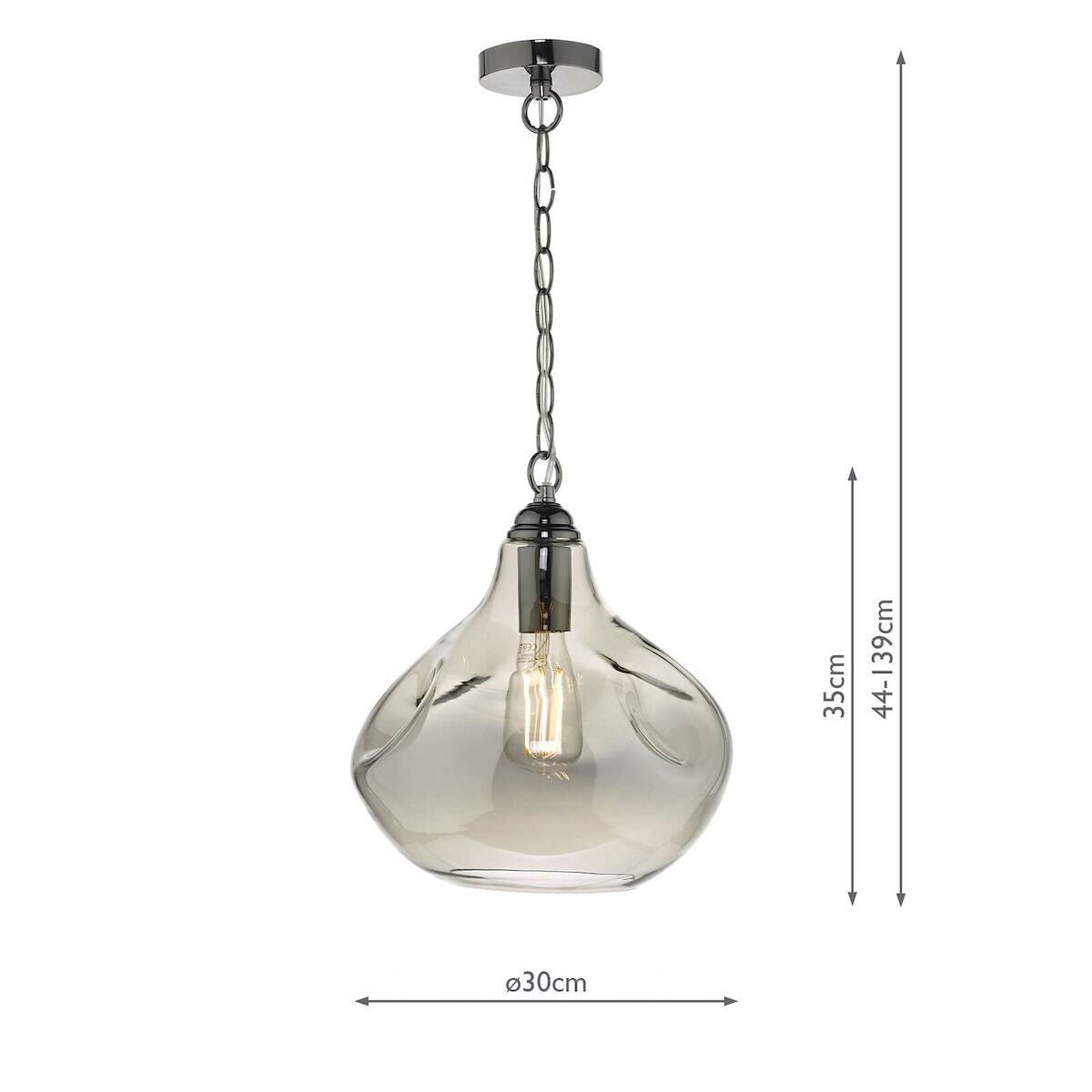Esarosa 1 Light Pendant Black Chrome And Smoked Glass<br>Smoked Glass - Image 5