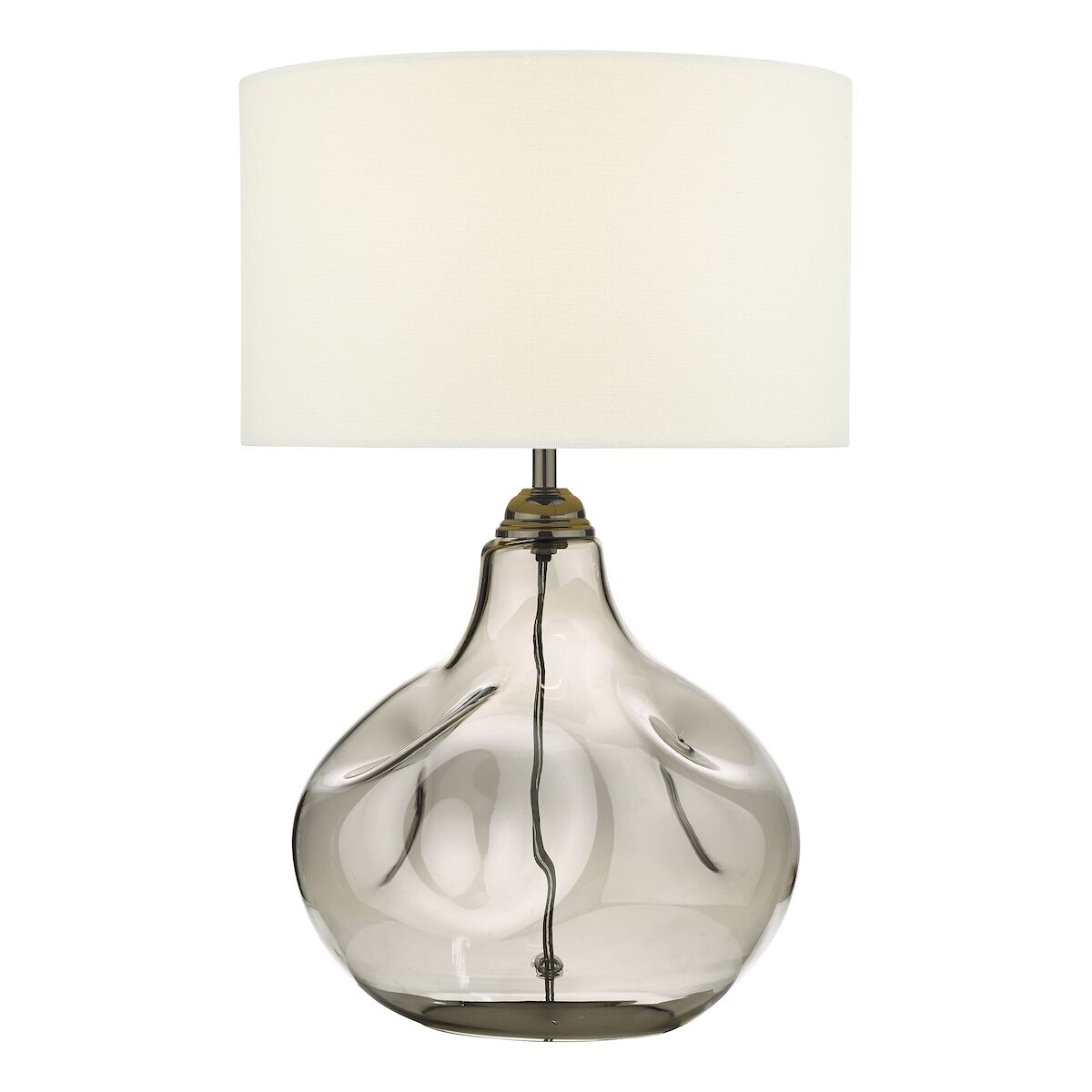 Esarosa Table Lamp Smoked Glass with White Linen Shade <br>Smoked Glass