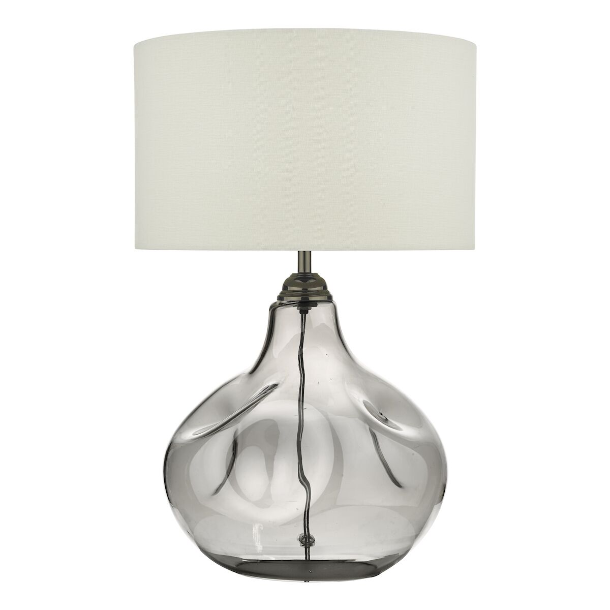 Esarosa Table Lamp Smoked Glass with White Linen Shade <br>Smoked Glass - Image 2