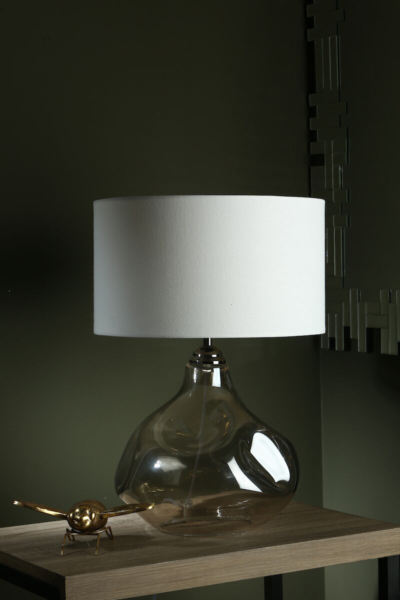 Esarosa Table Lamp Smoked Glass with White Linen Shade <br>Smoked Glass - Image 3