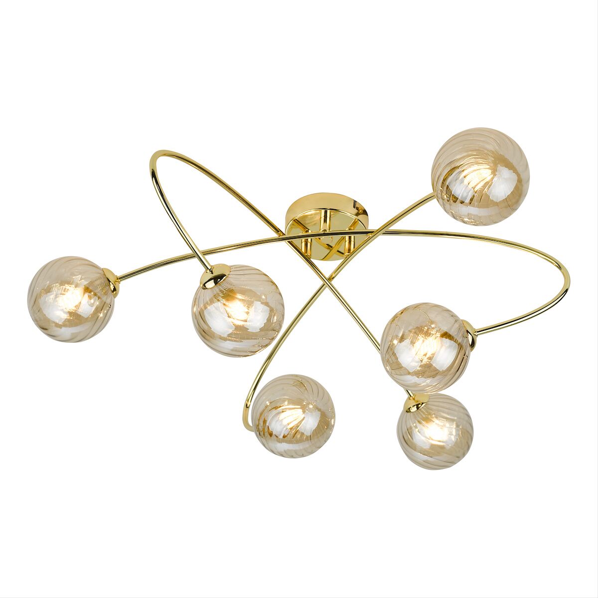 Etta 6 Light Semi Flush Polished Gold Champagne Glass<br>Polished Gold