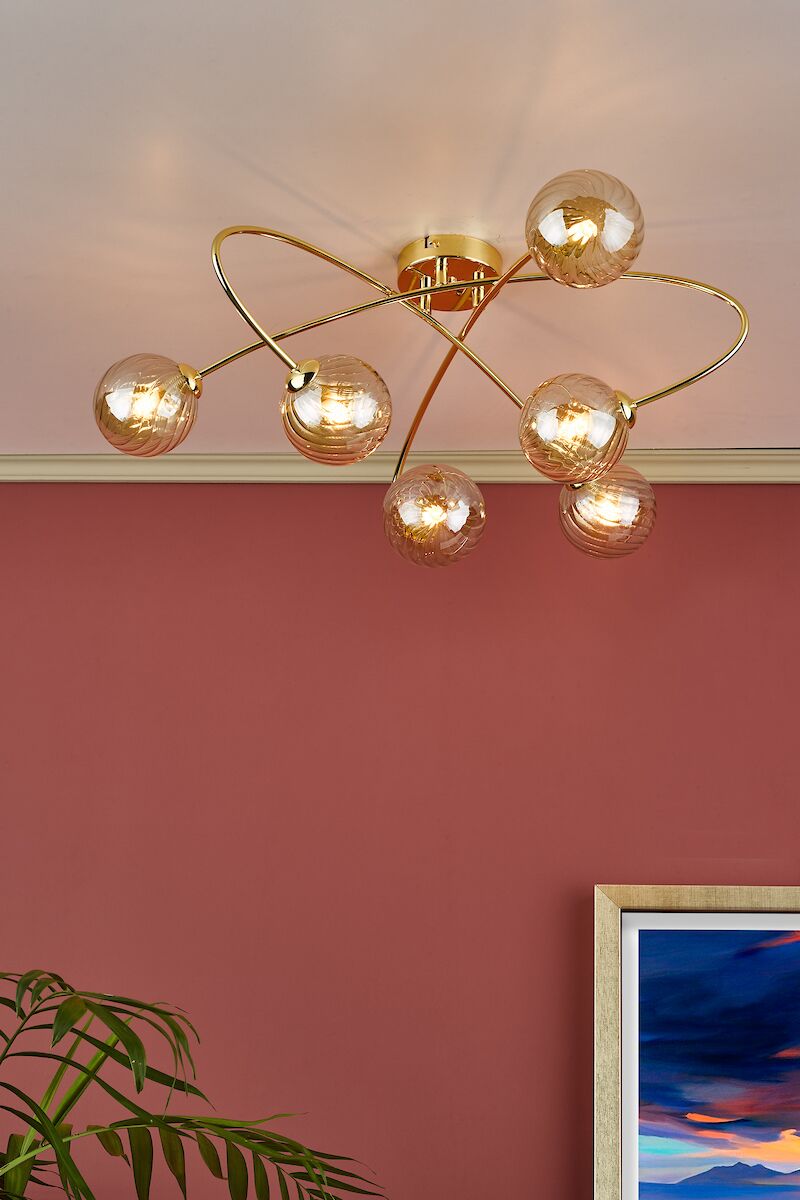 Etta 6 Light Semi Flush Polished Gold Champagne Glass<br>Polished Gold - Image 6