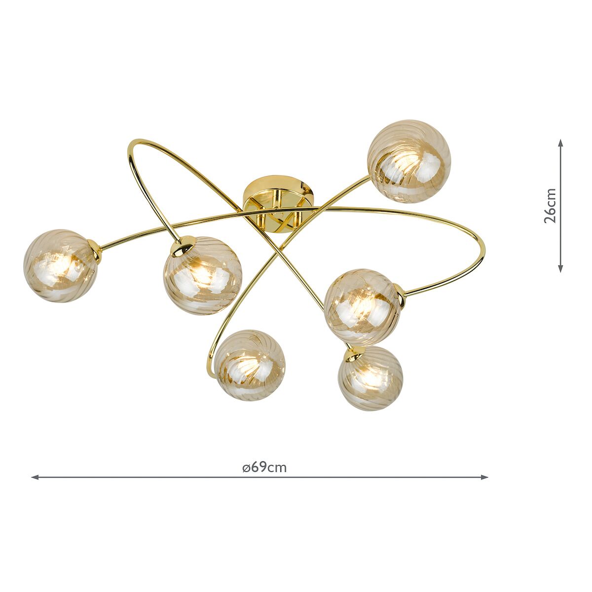 Etta 6 Light Semi Flush Polished Gold Champagne Glass<br>Polished Gold - Image 7