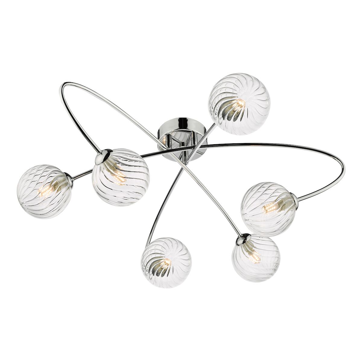 Etta 6 Light Semi Flush Polished Chrome Clear Glass<br>Polished Chrome