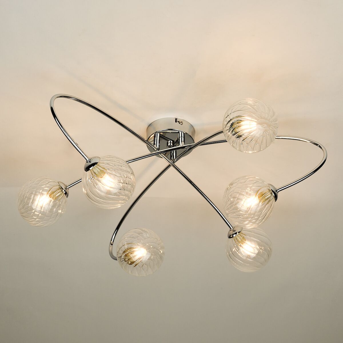 Etta 6 Light Semi Flush Polished Chrome Clear Glass<br>Polished Chrome - Image 4