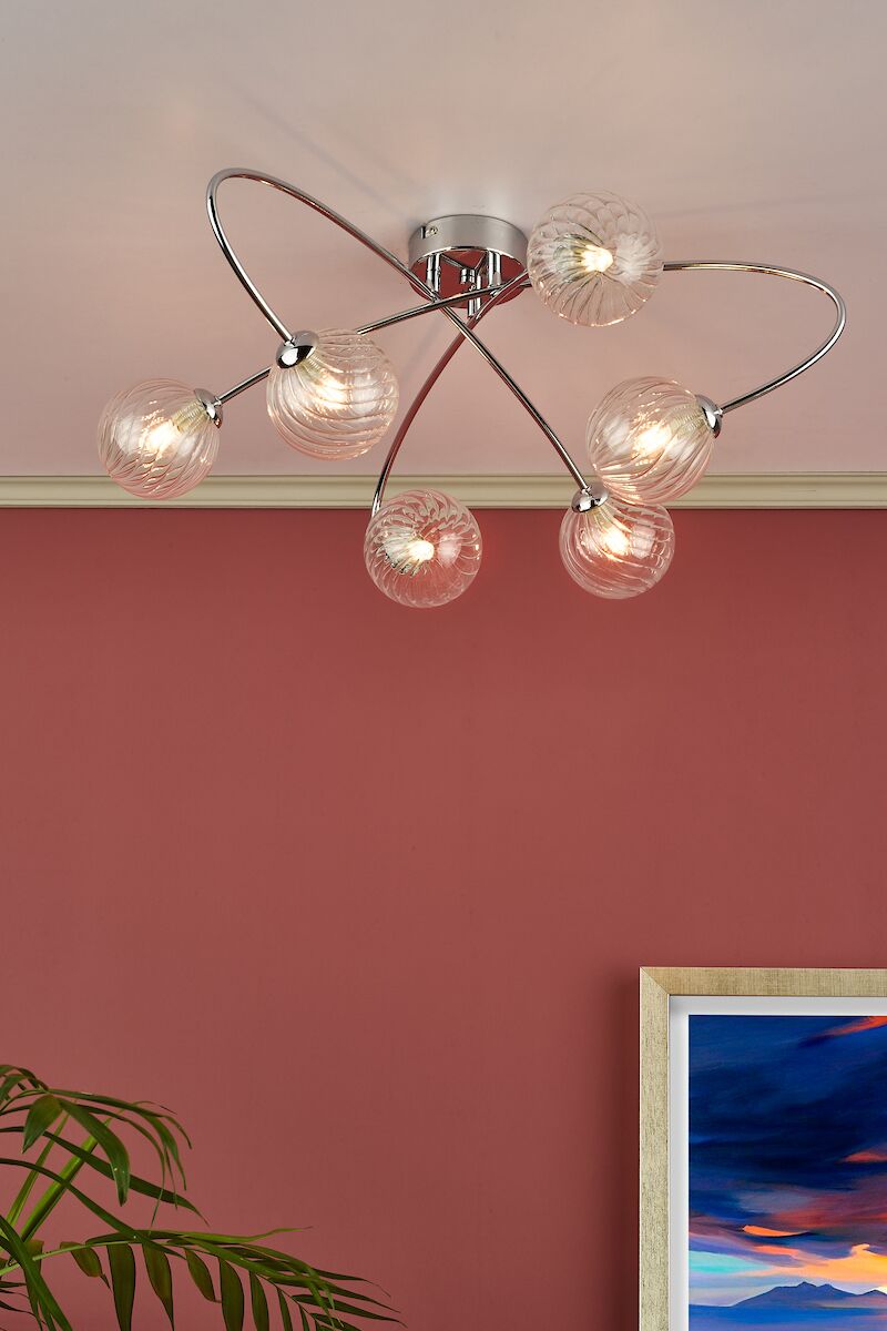 Etta 6 Light Semi Flush Polished Chrome Clear Glass<br>Polished Chrome - Image 5