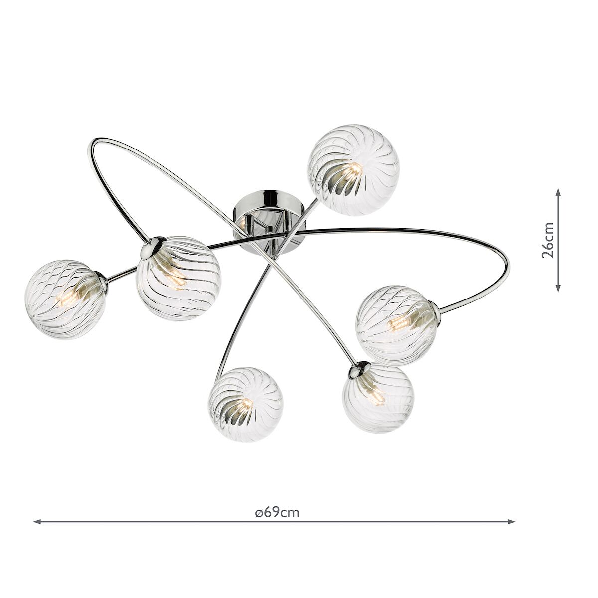 Etta 6 Light Semi Flush Polished Chrome Clear Glass<br>Polished Chrome - Image 6