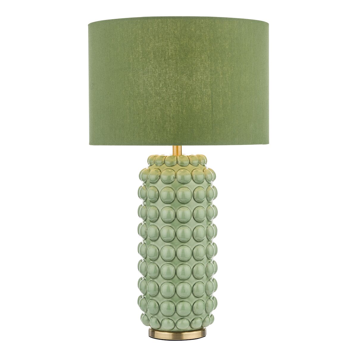 Etzel Table Lamp Green Satin Brass With Shade <br>Green