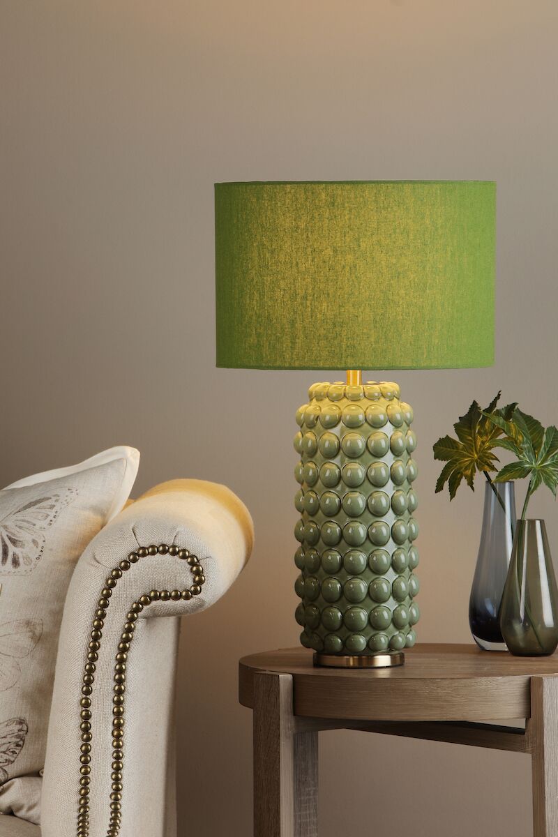 Etzel Table Lamp Green Satin Brass With Shade <br>Green - Image 4