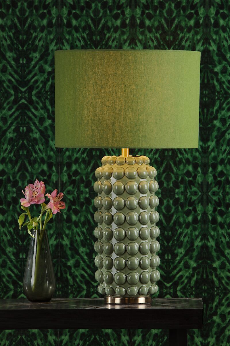 Etzel Table Lamp Green Satin Brass With Shade <br>Green - Image 6