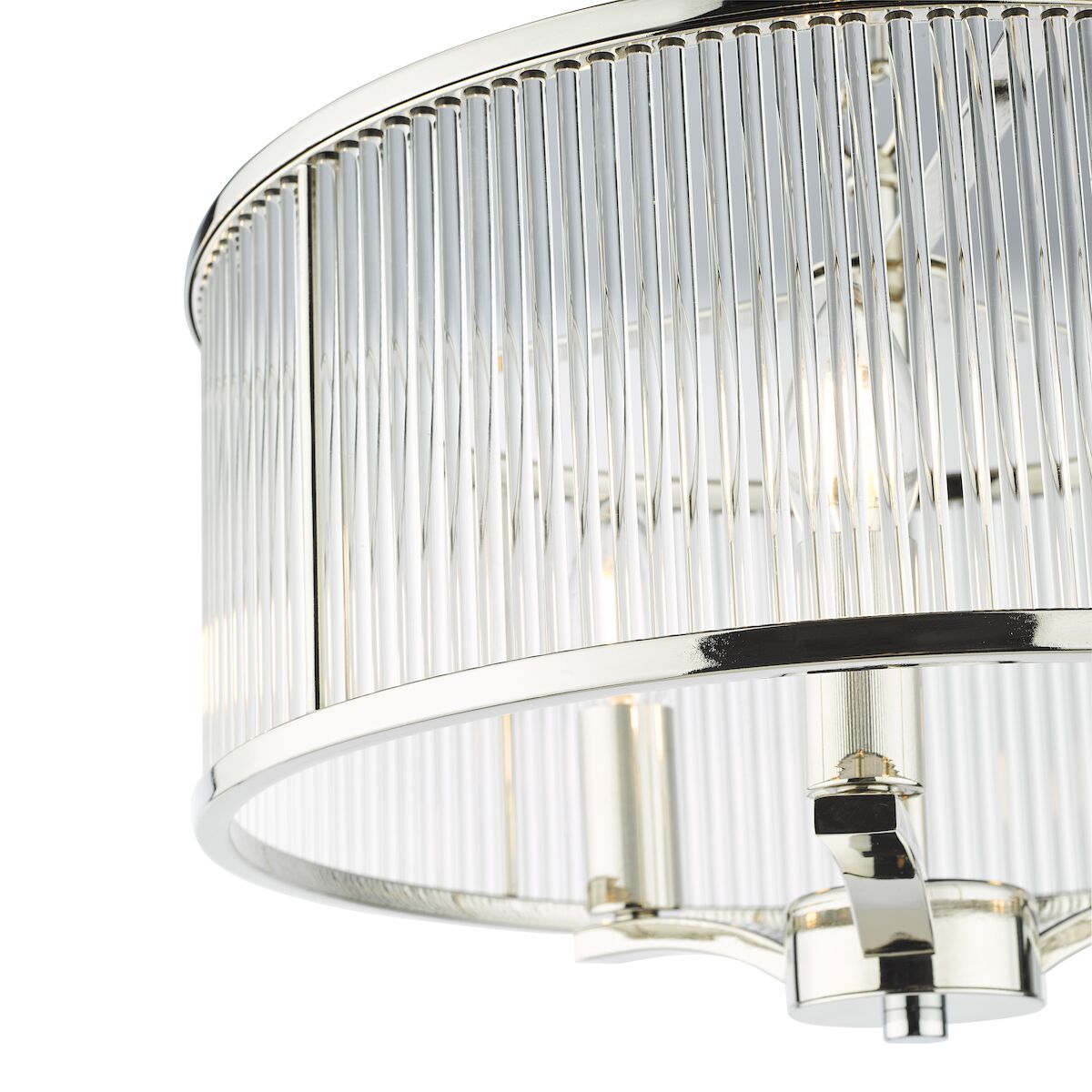 Eveyln 3 Light Pendant Polished Nickel Glass<br>Polished Nickel - Image 7