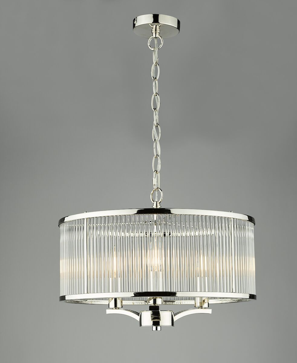 Eveyln 3 Light Pendant Polished Nickel Glass<br>Polished Nickel - Image 5