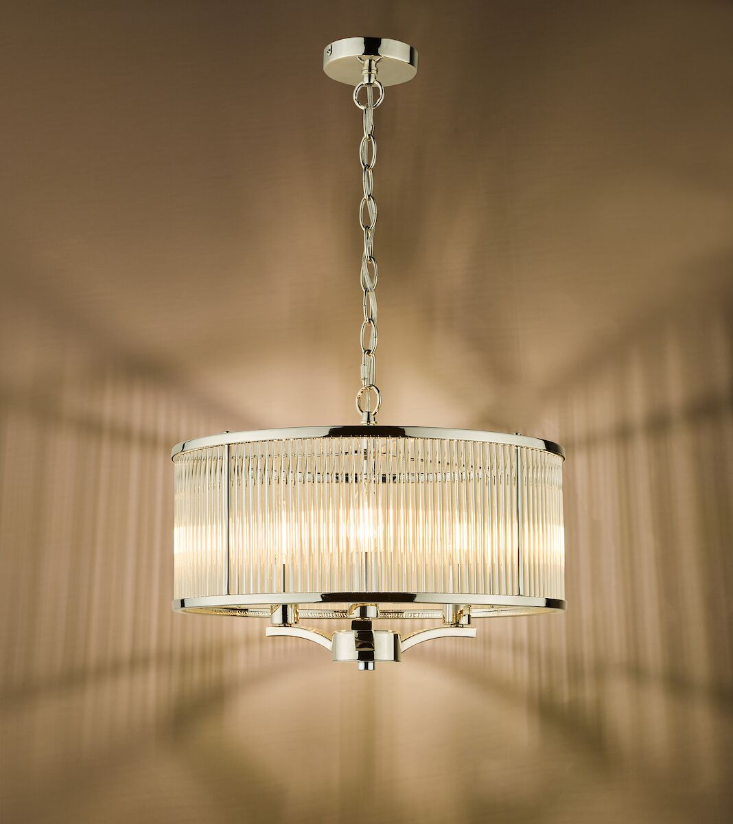 Eveyln 3 Light Pendant Polished Nickel Glass<br>Polished Nickel - Image 4