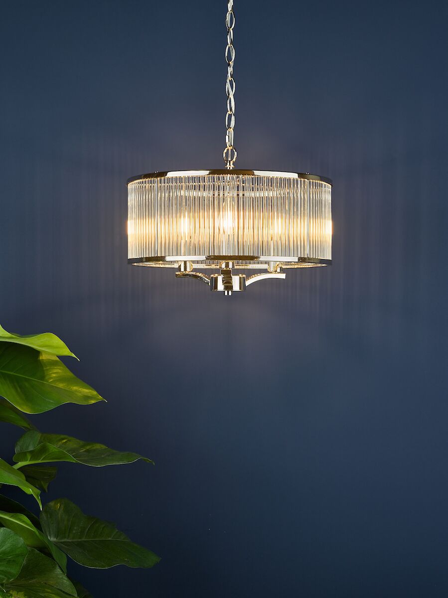 Eveyln 3 Light Pendant Polished Nickel Glass<br>Polished Nickel - Image 3