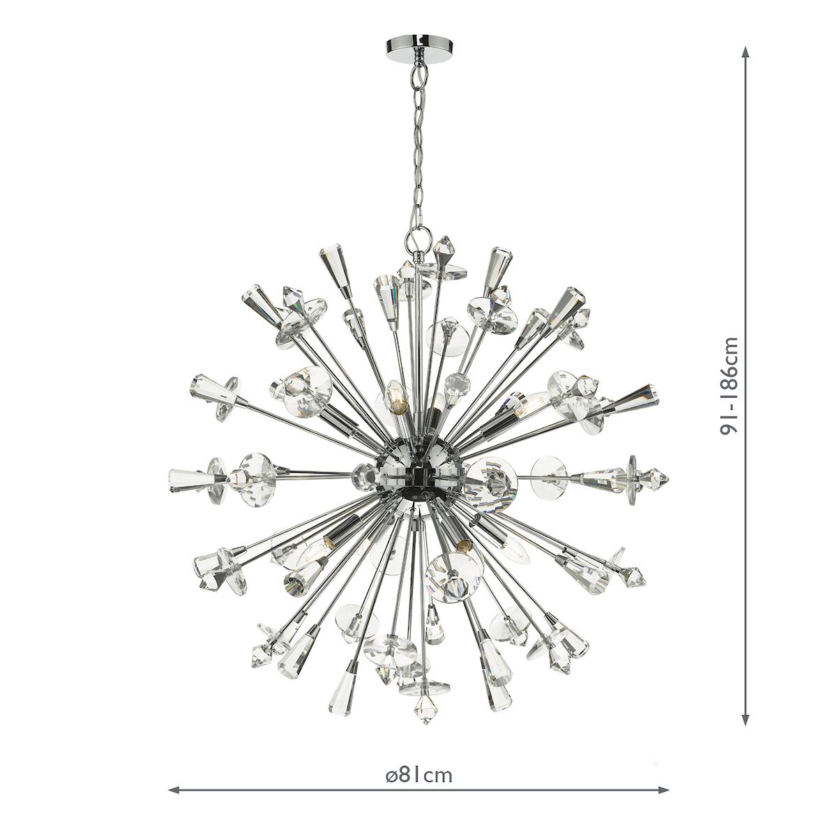 Exodus 8 Light Pendant Polished Chrome Crystal<br>Polished Chrome - Image 10