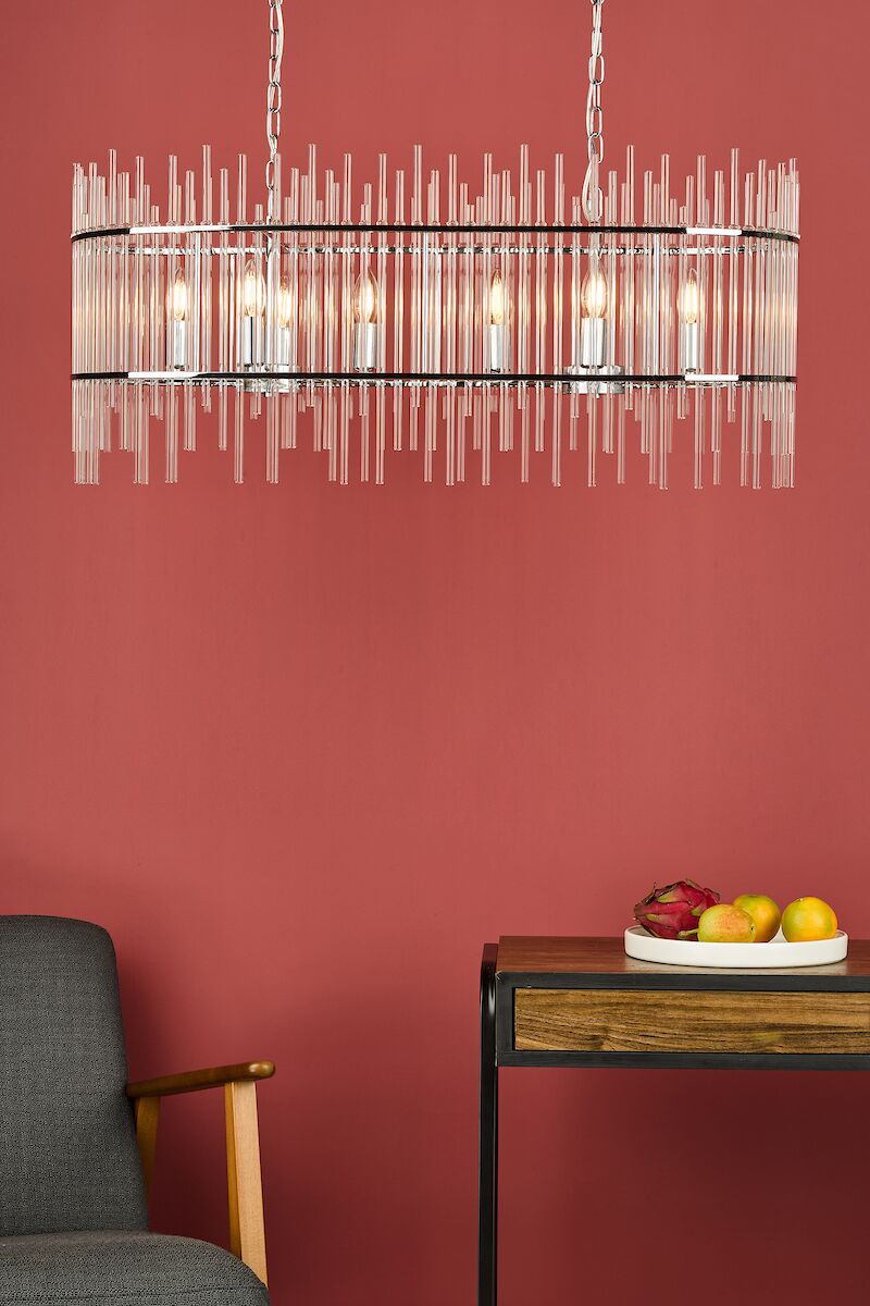 Finola 8 Light Bar Pendant Polished Chrome Glass<br>Glass - Image 11
