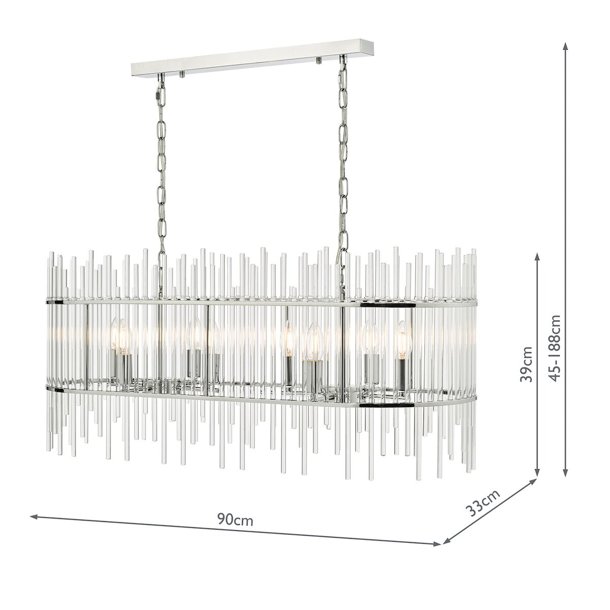 Finola 8 Light Bar Pendant Polished Chrome Glass<br>Glass - Image 12