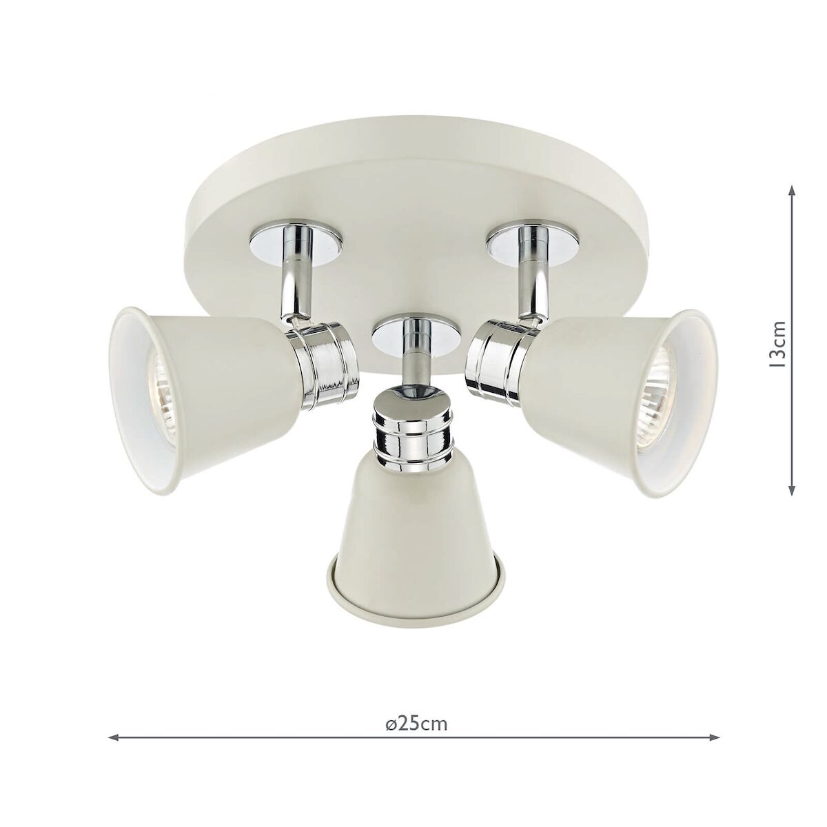Fry 3 Light Plate Spotlight Cream Polished ChromeMatt Cream - Image 5