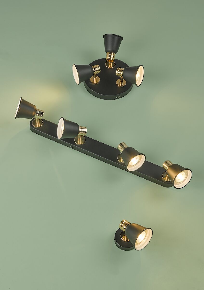 Fry 3 Light Plate Spotlight Black & Rose Gold<br>Matt Black - Image 4