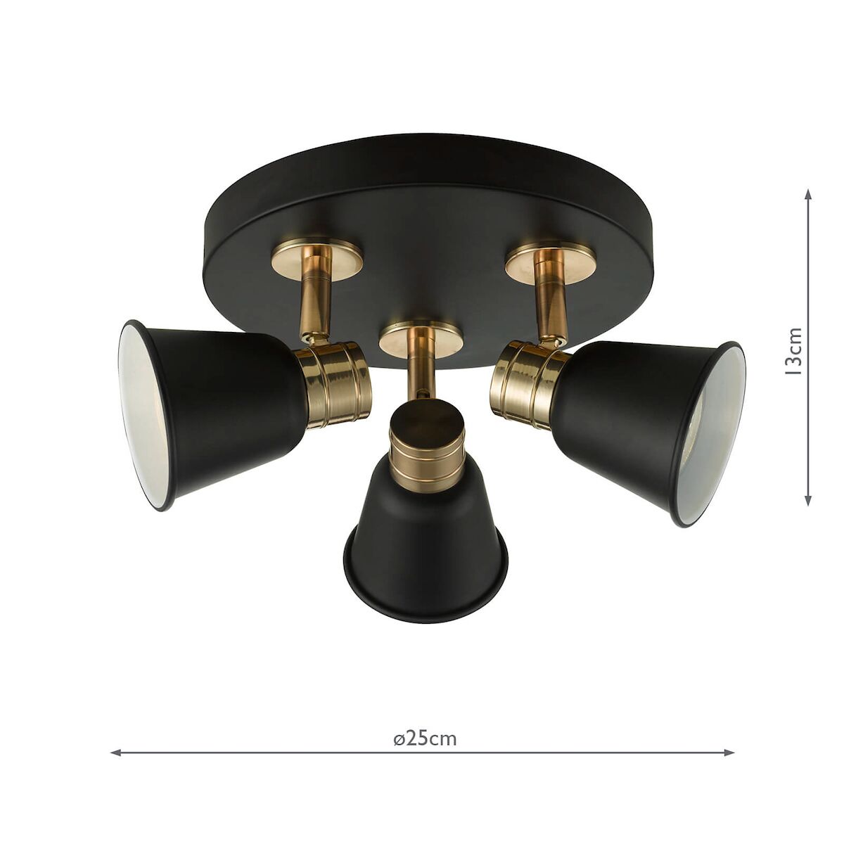 Fry 3 Light Plate Spotlight Black & Rose Gold<br>Matt Black - Image 5